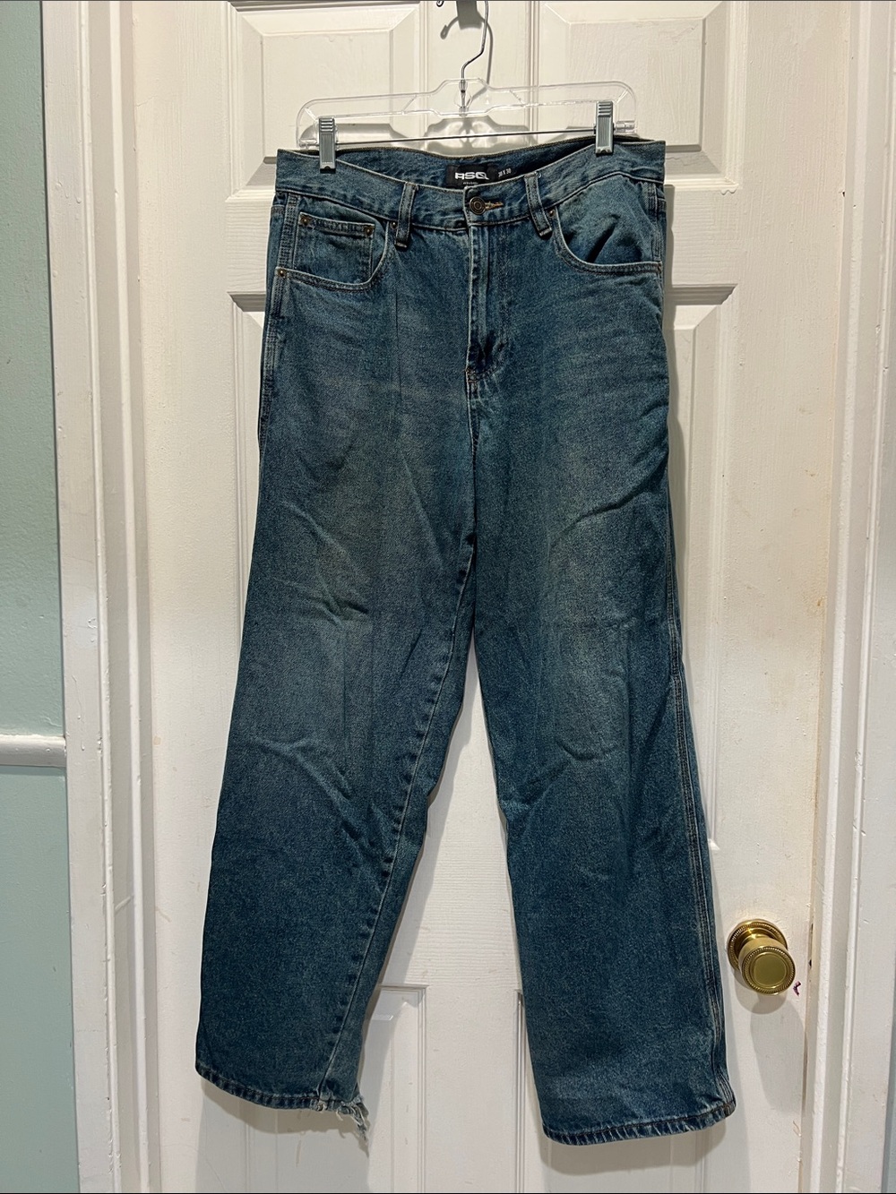 RSQ Men's Relaxed Straight-Leg Jeans in Dark Blue Wash
